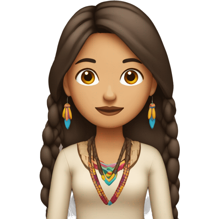 mujer cabello indigena largo emoji