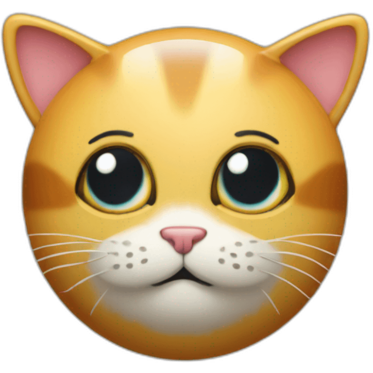 3d sphere with a cartoon cat skin texture with big confident eyes emoji