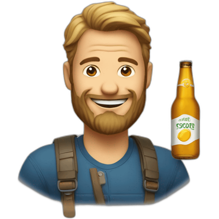 Maxron avec une bière emoji