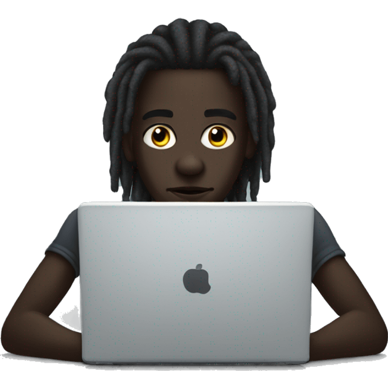 darkskin boy, dread head with laptop emoji