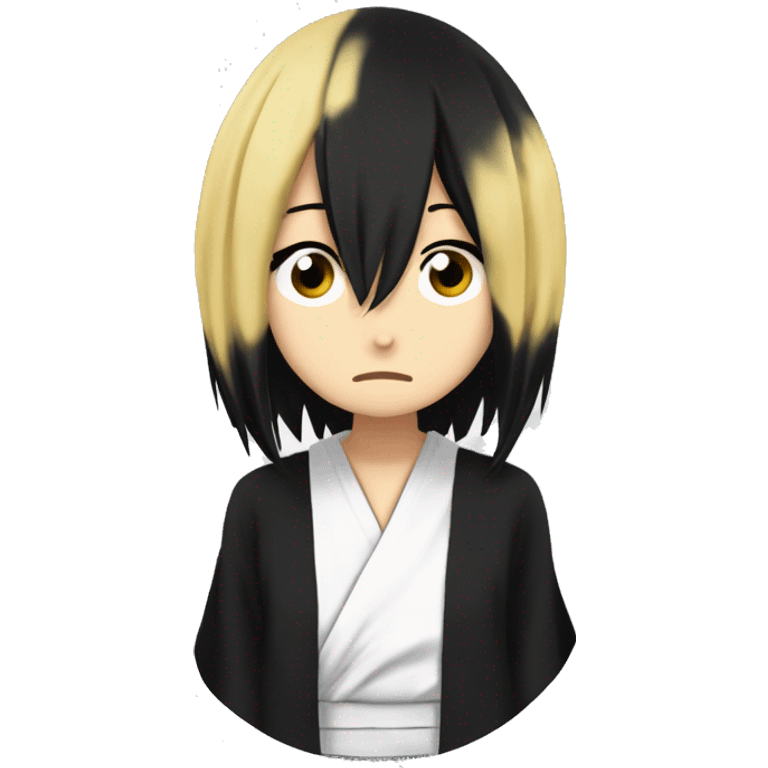 Rukia Kuchiki from bleach waith black hir and sad emotion emoji