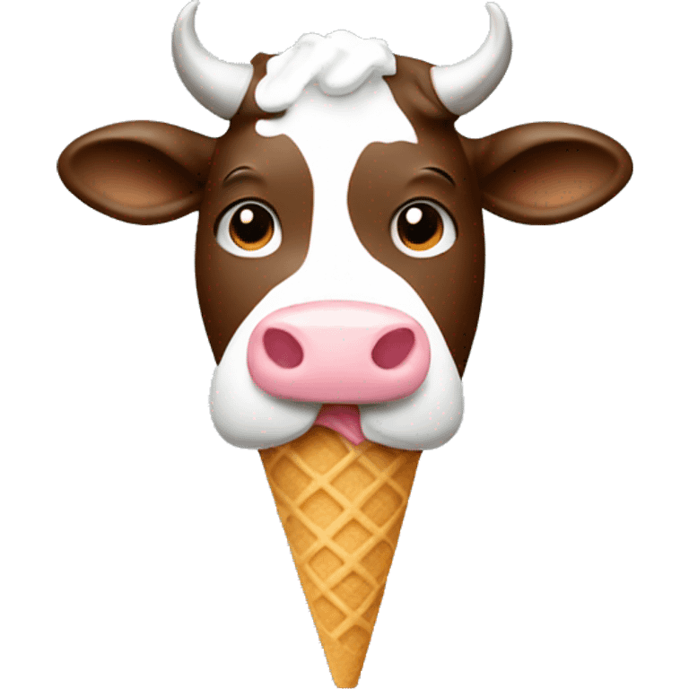 A cow eating icecream emoji