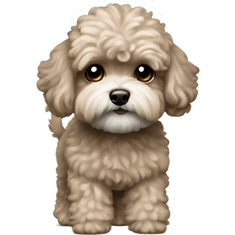 Old Dog maltipoo ash brown fur full body standing emoji