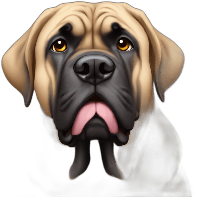 Curious English mastiff stare love mom emoji