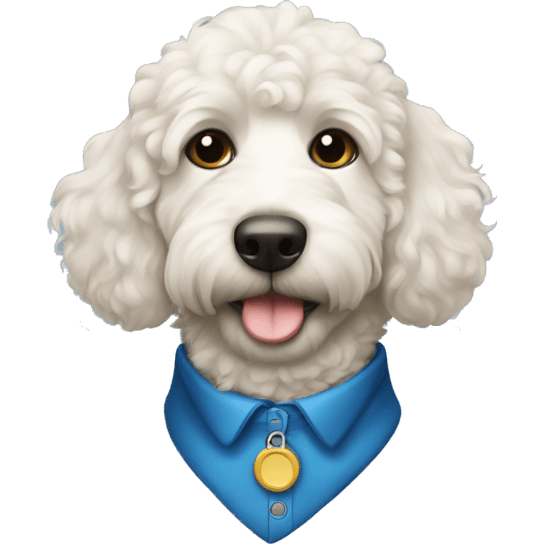 Bernadoodle with blue collar  emoji