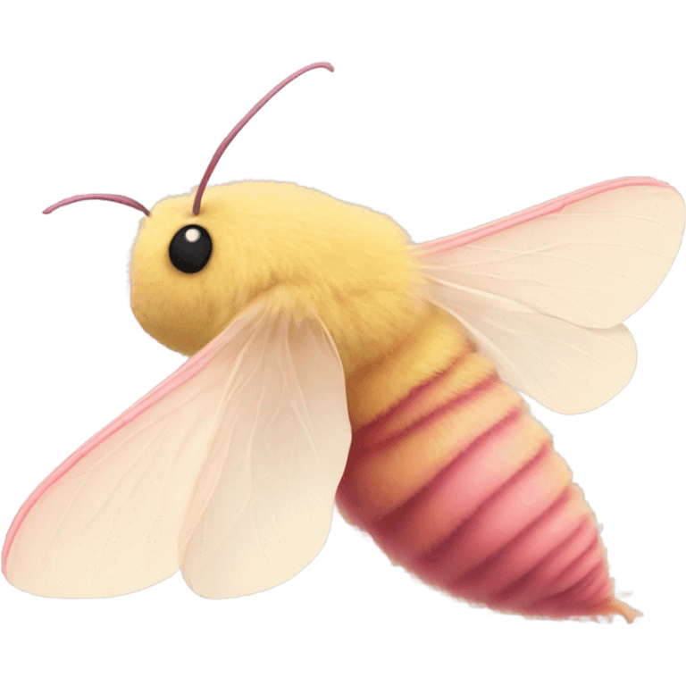 Fluffy Rosy maple moth side profile emoji