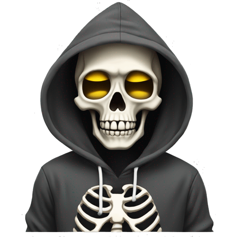 Skeleton in hoodie vaping emoji