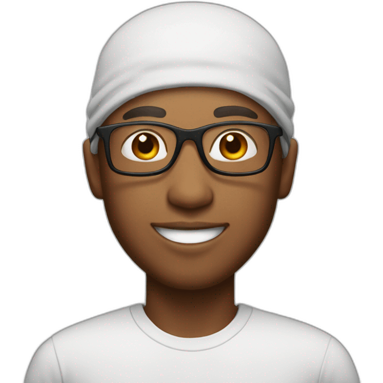 mixed race man with a durag, square glasses and a gap between his teeth emoji