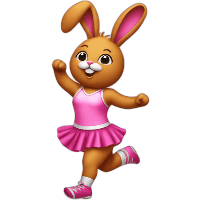 clothless pink rabbit dancing with cheerleader pompons emoji