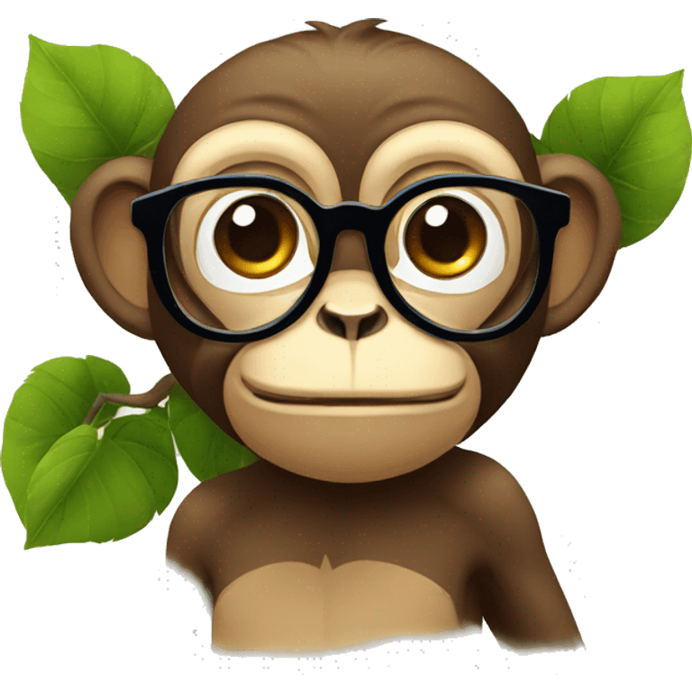 Monkey with glasses on tree emoji