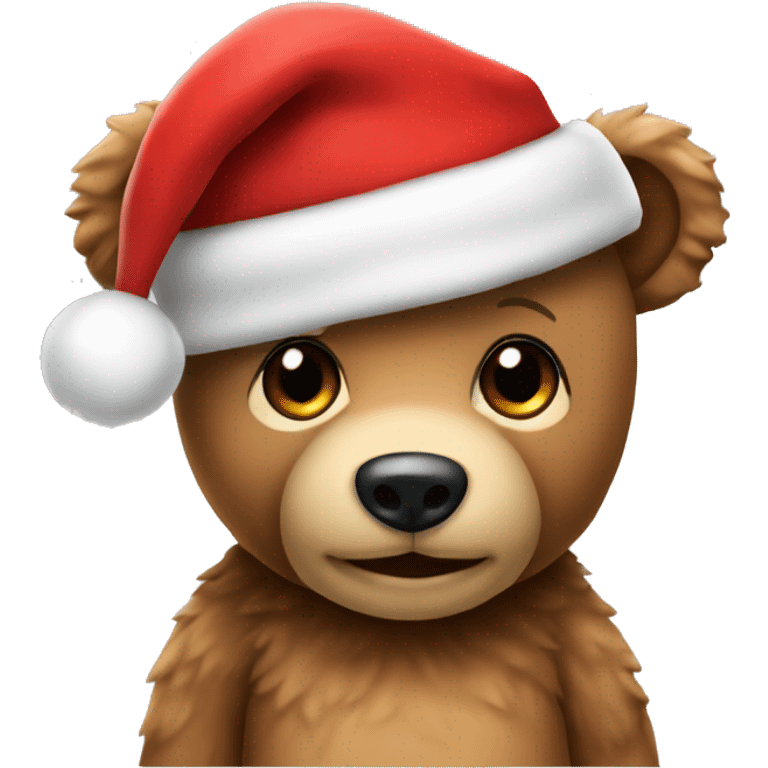 teddy bear with a christmas hat emoji