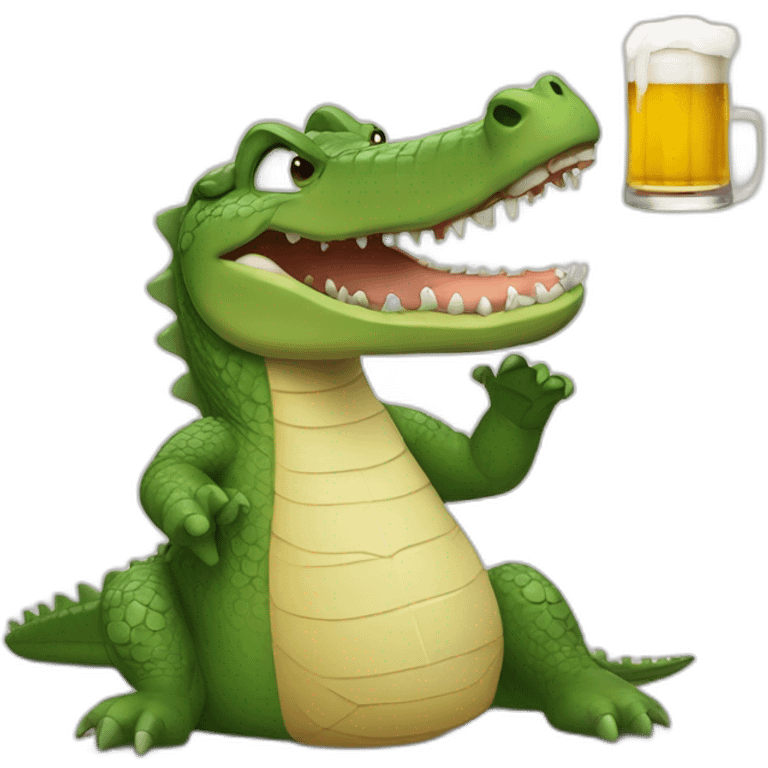 Crocodile qui boit une bière emoji