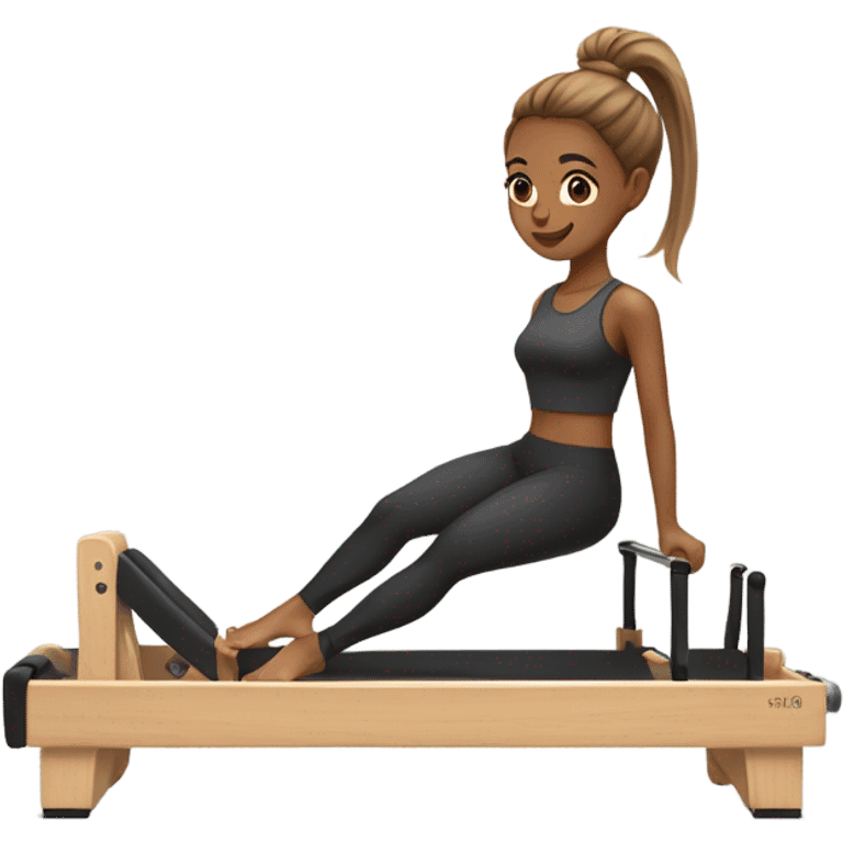 Light brown skin with ponytail Mujer pilates reformer emoji