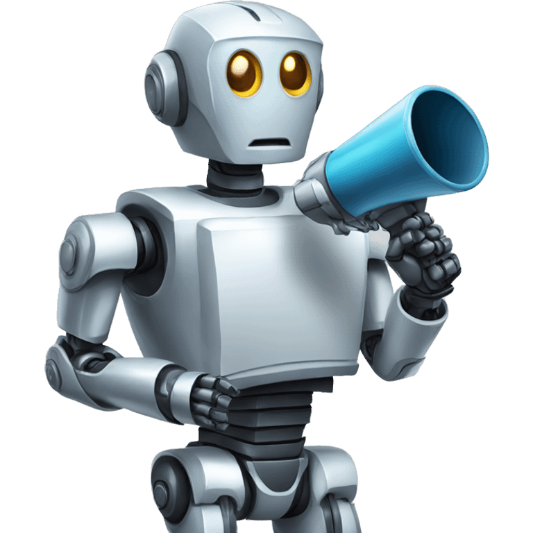 robot holding a megaphone emoji