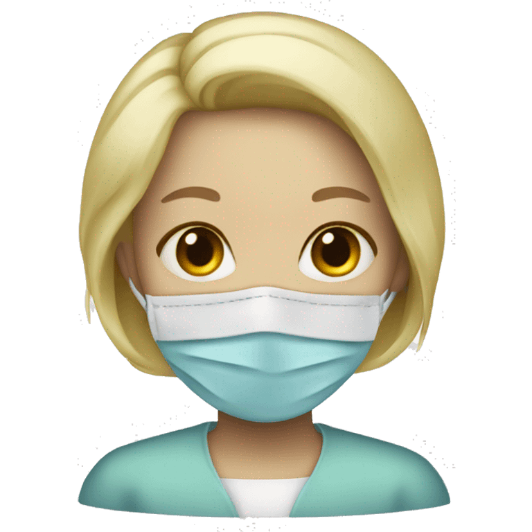 Blonde embalmer girl wearing mask emoji