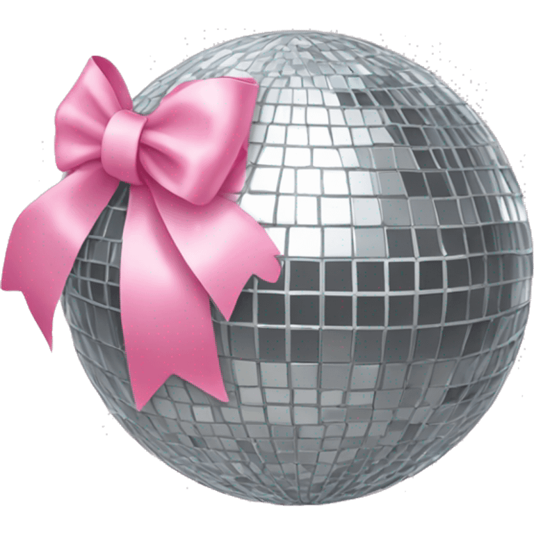 Disco ball with light pink bow emoji