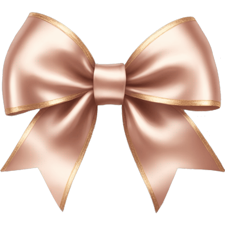 Realistic isolated rose gold ribbon bow with edges of the bow lined with white fur. emoji