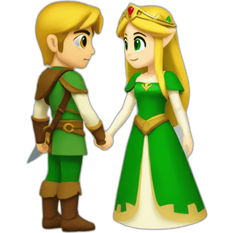 Link and Princess Zelda holding hands emoji