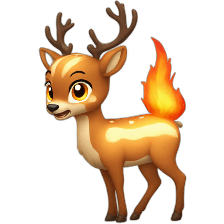 Cartoon deer angry in fire bigger five emoji