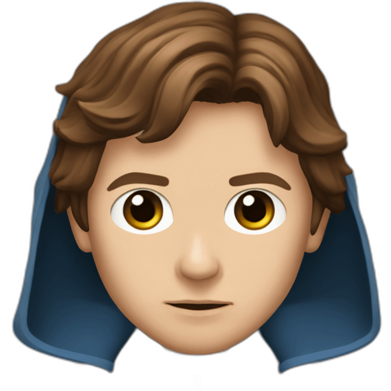 Dark side anakin skywalker (sith eyes) (brown hooded robe) (portrait, front facing) (blue lightsaber) emoji