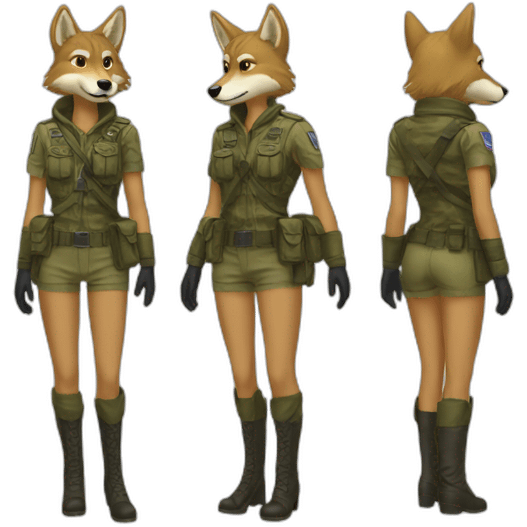 Coyote vestido com roupa de soldado emoji