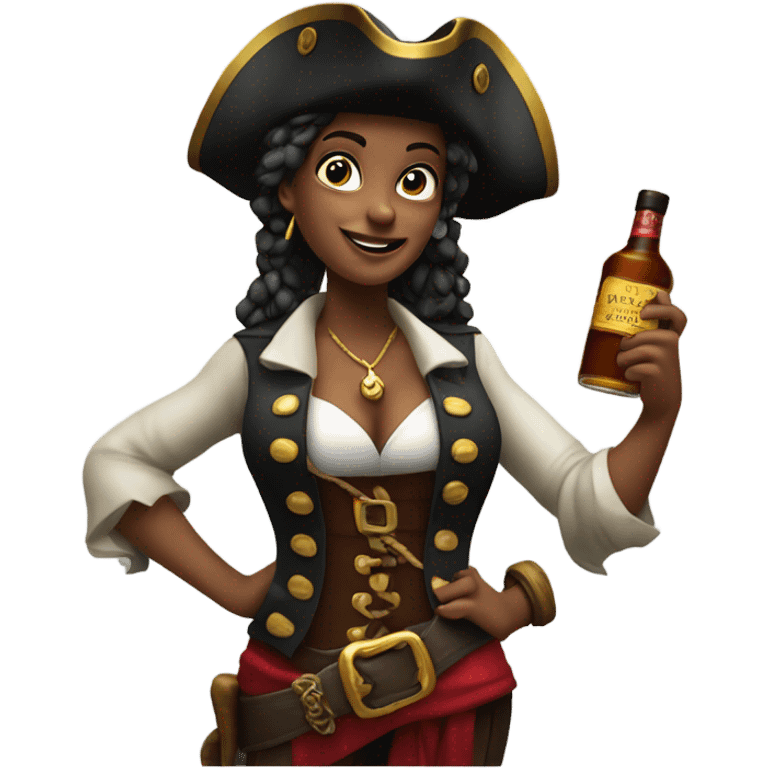 female pirate with alcohol emoji