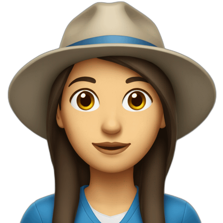 a brunette woman student in student hat emoji