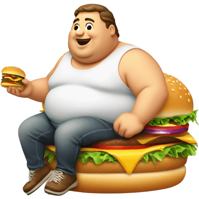 Fat man riding a cheeseburger  emoji