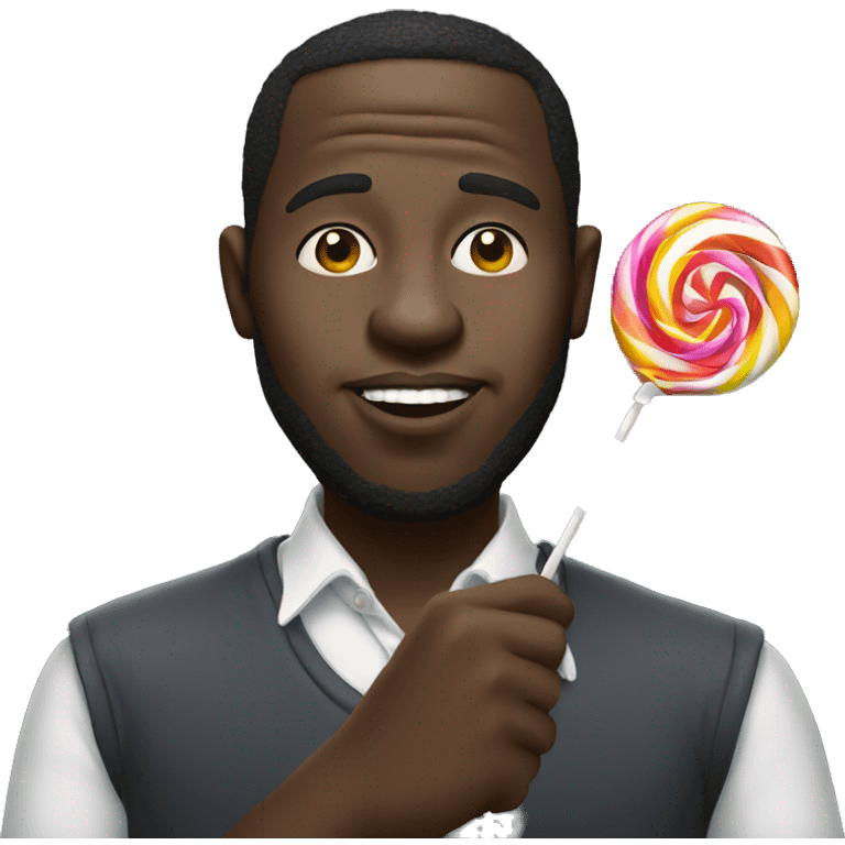 Big black guy eating lollipop emoji