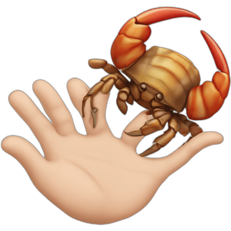 A hermit crab that is a human hand emoji