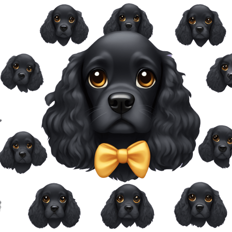 Black cocker spaniel with bow emoji