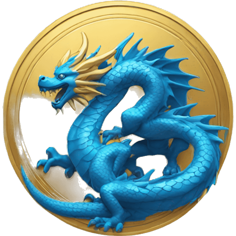 golden coin with a blue dragon emoji