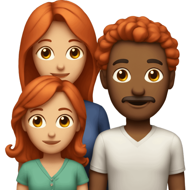 Mom + dad + 2 sons + red hair emoji