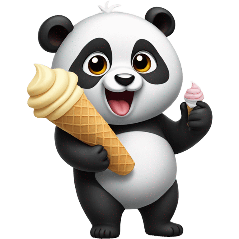 Panda eating ice cream emoji