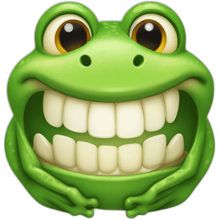 Smiling frog front 2 teeth's are outside  emoji