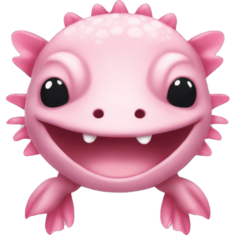 Cute pink axolotl smiling emoji