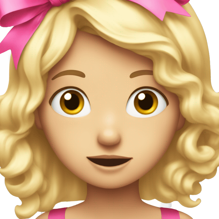 Surprised with blonde hair and pink ribbon and sparkling eyes emoji