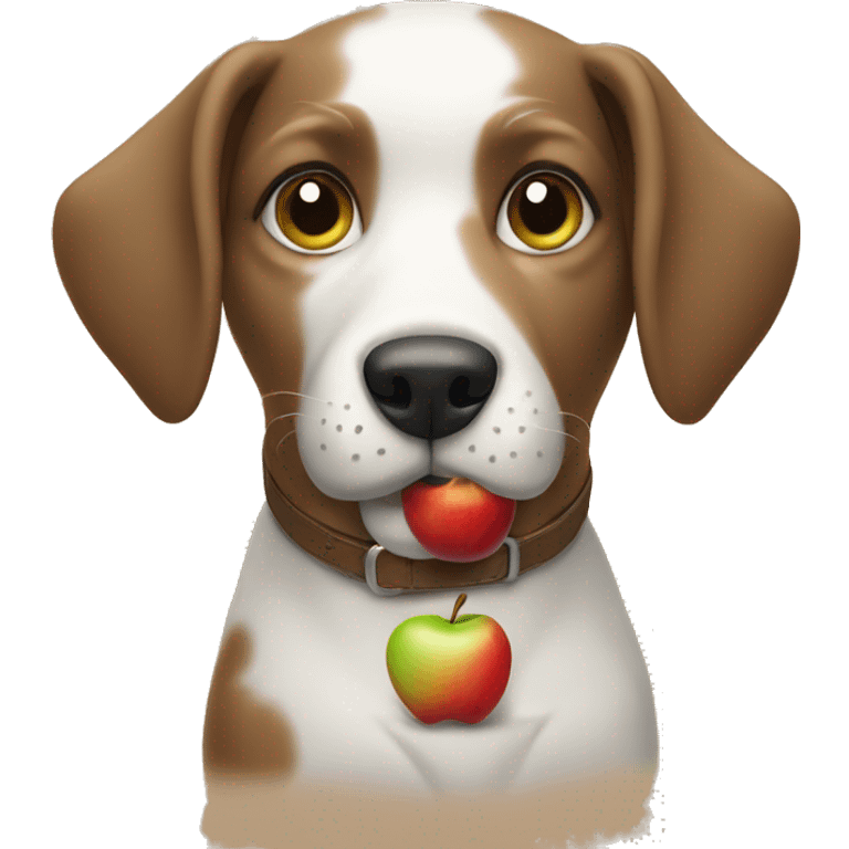 Dog holding apple emoji