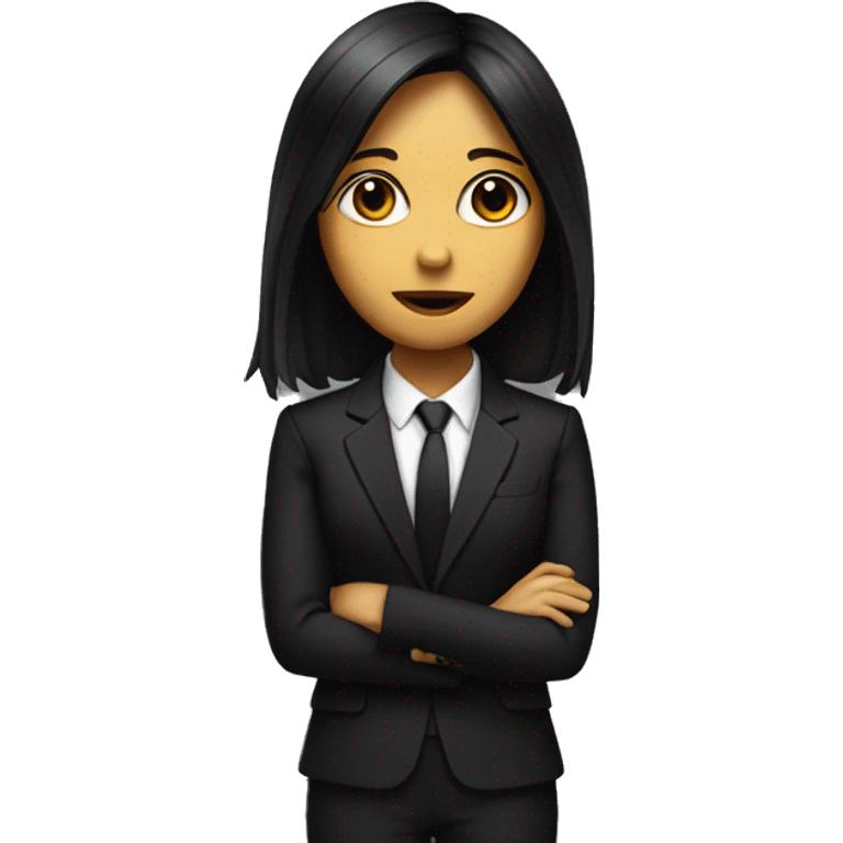 a girl with a dark square in a suit emoji