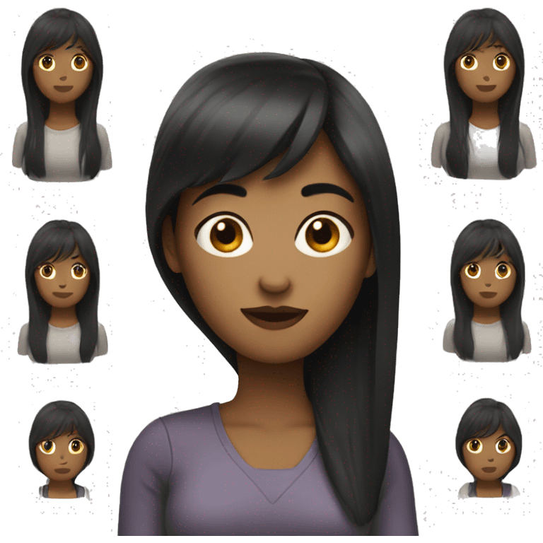 Woman with long dark hair bangs emoji