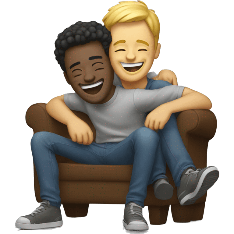 Guy sitting on another guy laughing  emoji