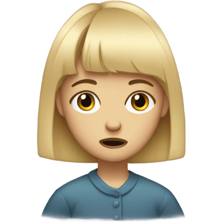 blonde girl with bangs crying emoji