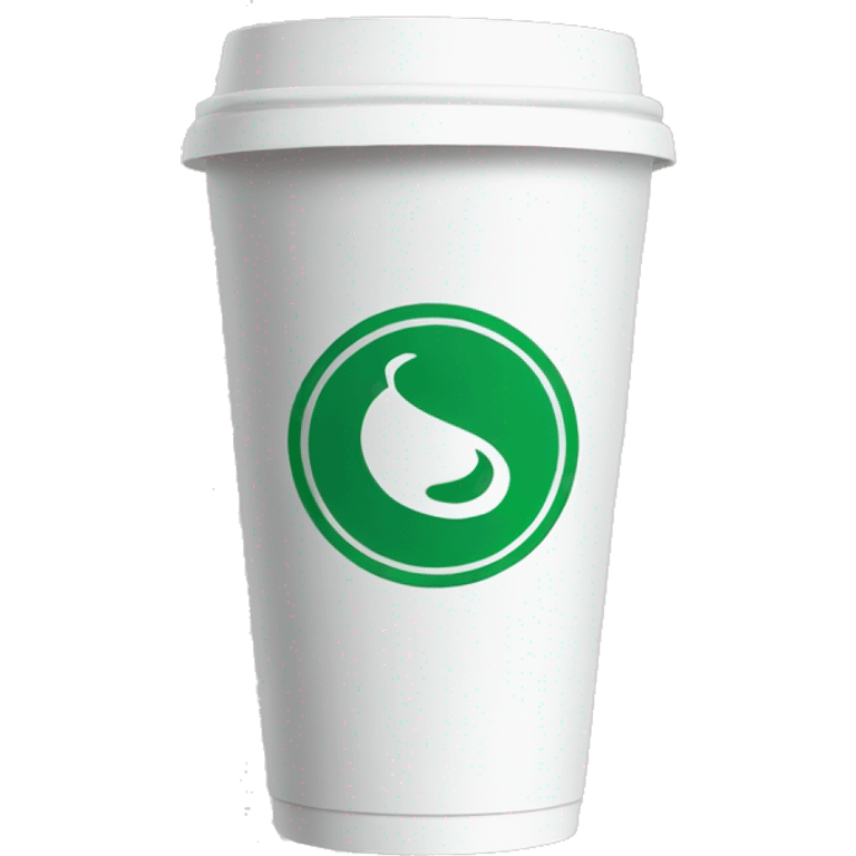 White take away coffee slip with green logo emoji