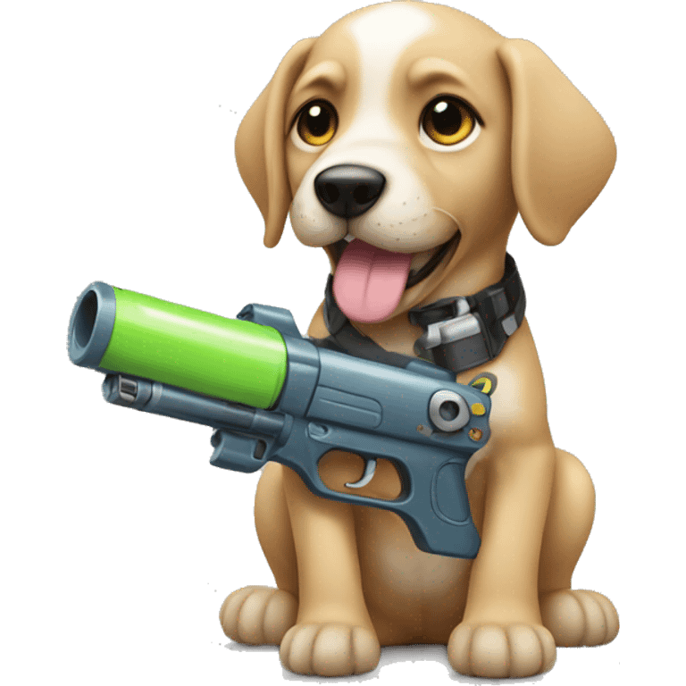 puppy with long water gun emoji