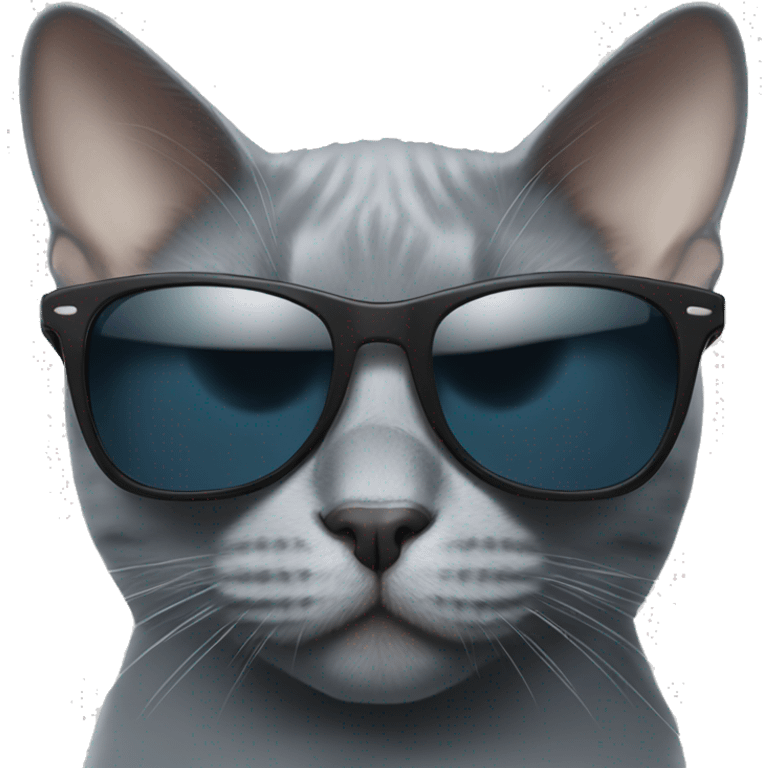 Russian blue cat with sunglasses  emoji