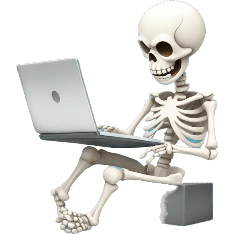 happy skeleton working on laptop emoji