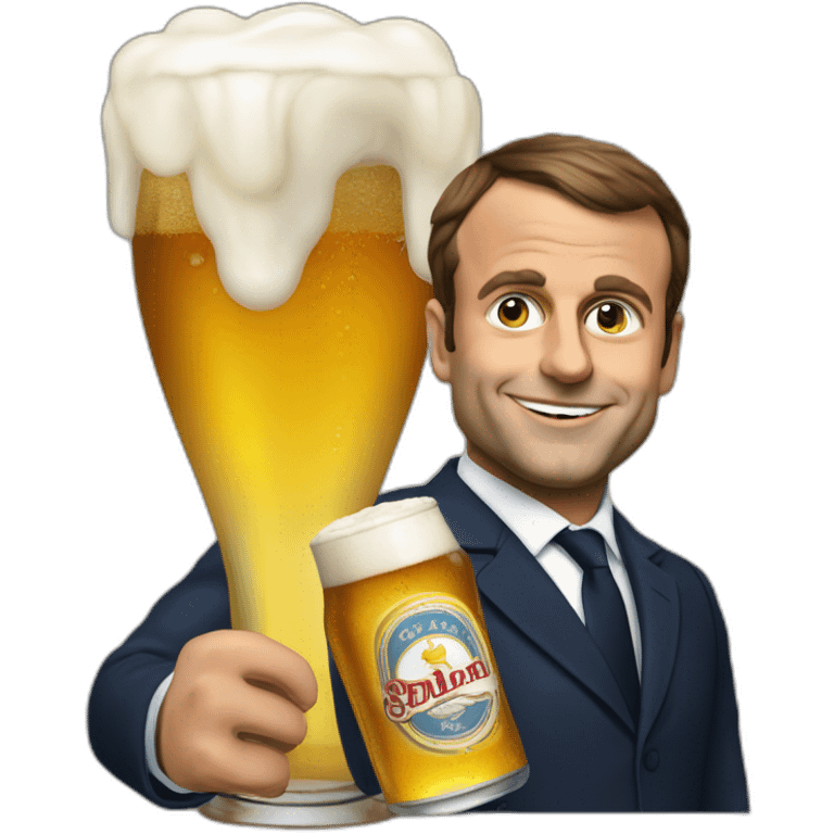 Emanuel Macron avec une bière emoji