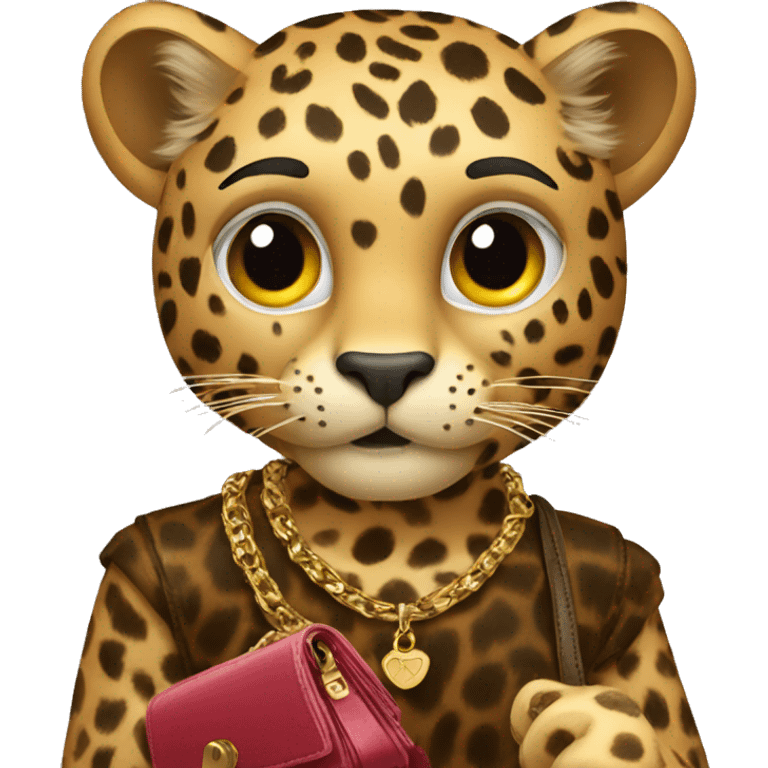 Leopard holding a purse emoji