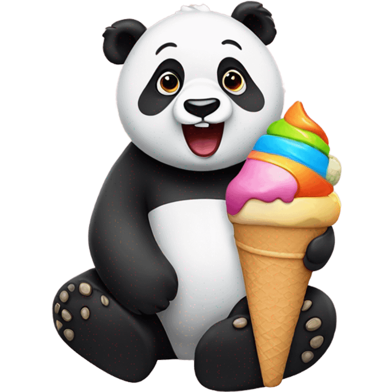 Panda eating ice cream emoji