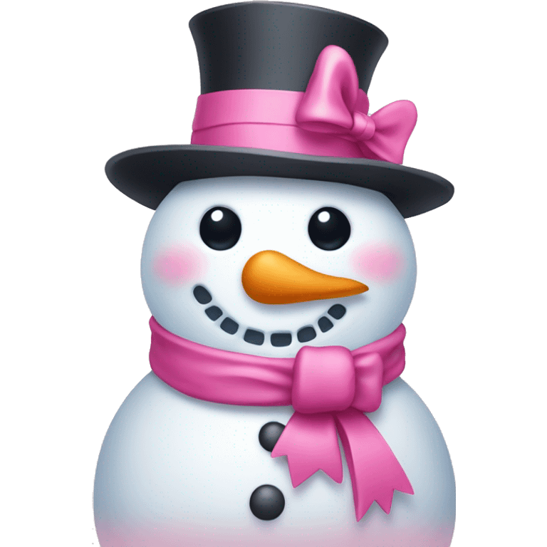 coquette snowman with a pink bow emoji